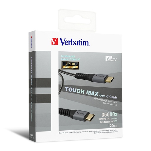 [A/VB/66065] Verbatim Sync & Charge Tough Max Type C to Type C Cable (120cm)